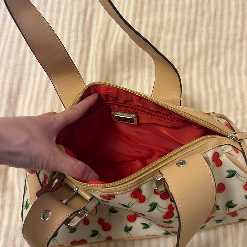 Cherry Patterned Tan Handbag - Picture 2 of 5